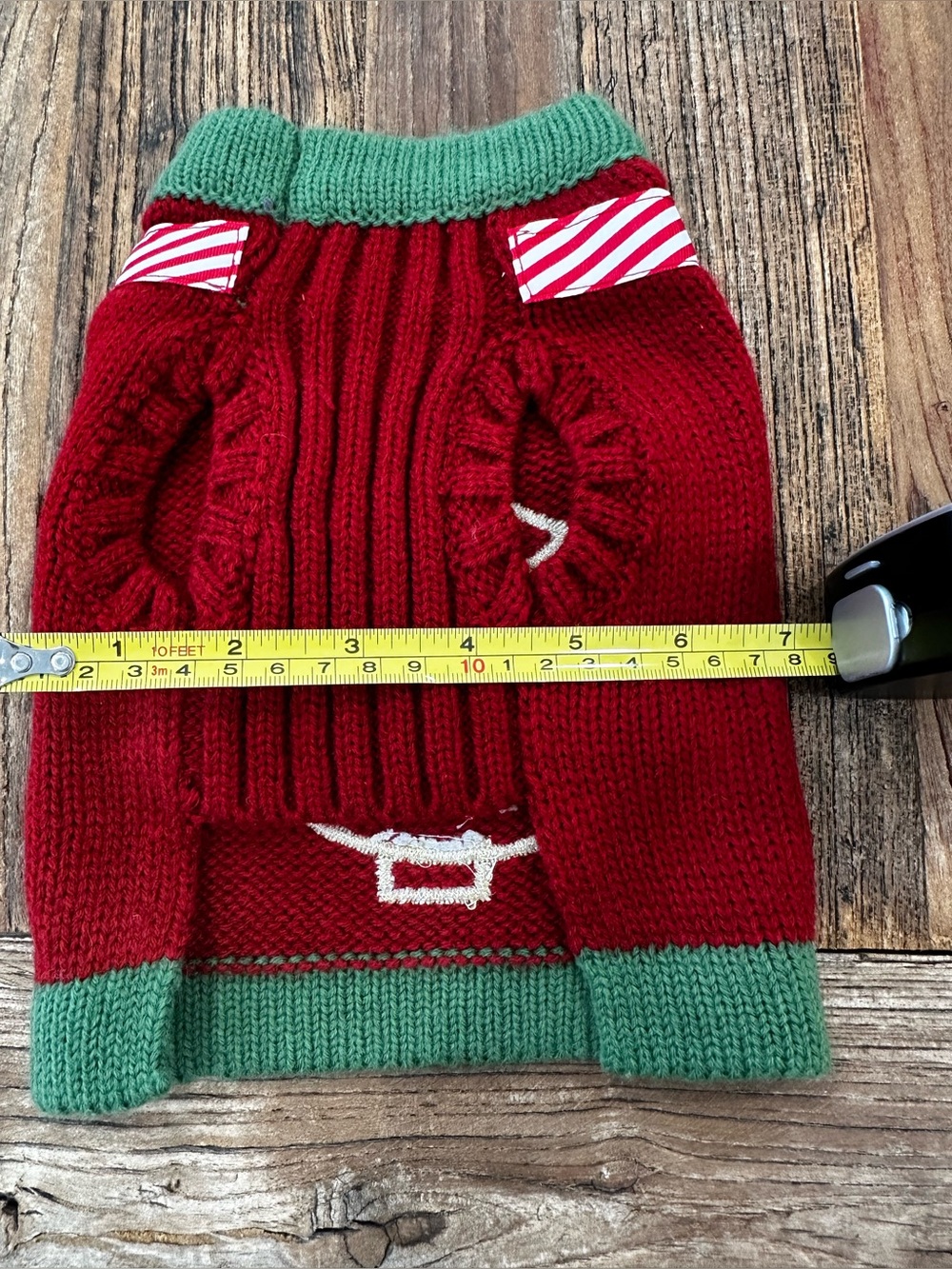 Festive Red and Green Knit Dog Sweater for Christmas - Picture 6 of 8